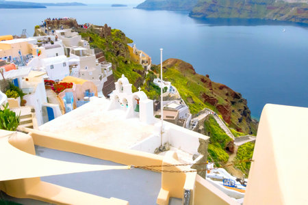 Oia Village in Santorini island in Greeceの写真素材