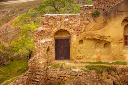 David Gareja cave monastery in Georgia, Kakheti region, sunset view