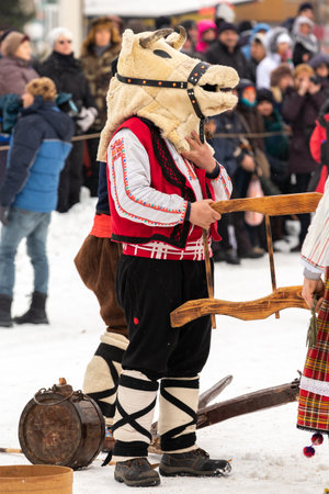 traditional Kukeri costume festival in Bulgariaのeditorial素材