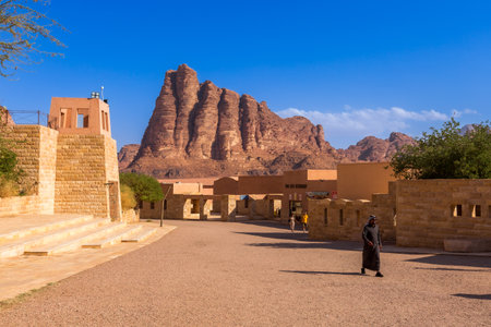 Jordan, entrance to Wadi Rum desertのeditorial素材