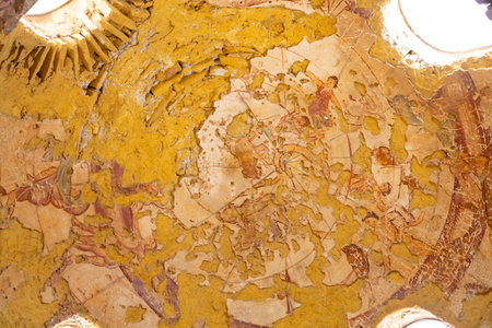 Qusayr Amra or Quseir Amra, Jordan - November 6, 2022: Frescoes of Qasr Amra, one of the desert castlesのeditorial素材