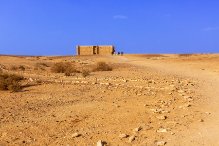 Amman, Jordan - November 6, 2022: Exterior of the desert castle Qasr Kharana, Al Kharaneh. Built in 8th century, used as caravanseraiのeditorial素材