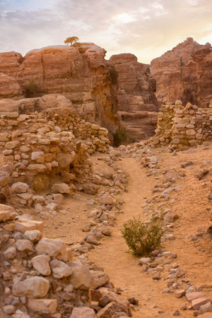 Al Beidha prehistoric settlement, Petra, Jordanの写真素材