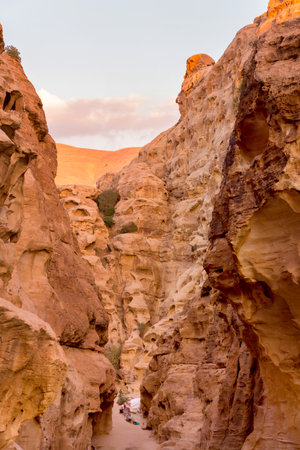 Wadi Musa, Jordan rocks view at Little Petra, Siq al-Baridの写真素材