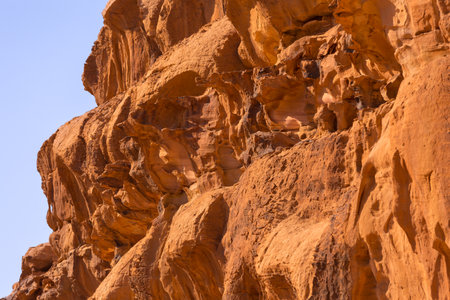 Close-up of Wadi Rum, Jordan sandstone rocksの写真素材