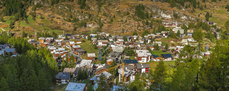 Alpine village, Switzerland, Zermatt bannerの写真素材