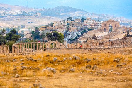 Jerash, Jordan - November 7, 2022: People visiting ancient Roman settlement of Gerasaのeditorial素材