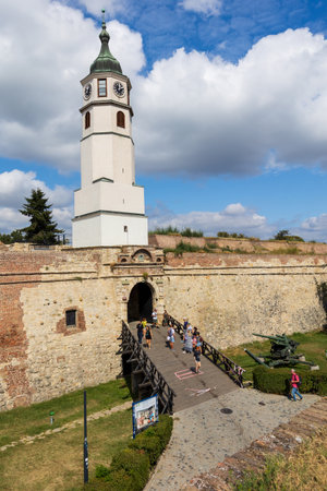 Belgrade, Serbia - September 14, 2023: Sahat clock Tower and gate, built in18th century, Kalemegdan fortressのeditorial素材