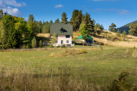 Durmitor mountains, Montenegro National Park, summer wooden houses