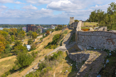Belgrade, Serbia - September 14, 2023: Serbian capital panorama with Sava river and fortress Kalemegdan, city skyline in summerのeditorial素材