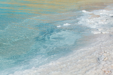 Close-up of Dead Sea salt mineral natural formation crystals in Jordanの写真素材