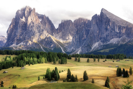 Beautiful landscape with mountainsの写真素材