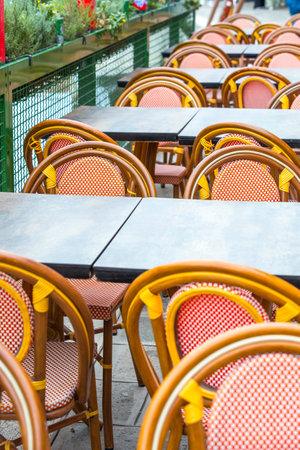 Romantic Empty Outdoor Cafe in Venice Italyの写真素材