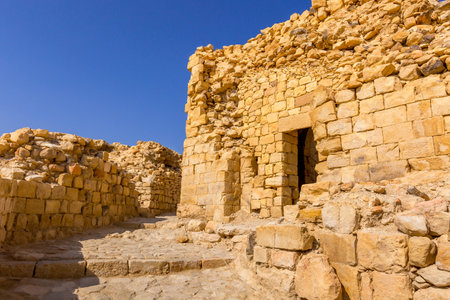 Ruins of crusaders Shobak Castle in Jordanの写真素材