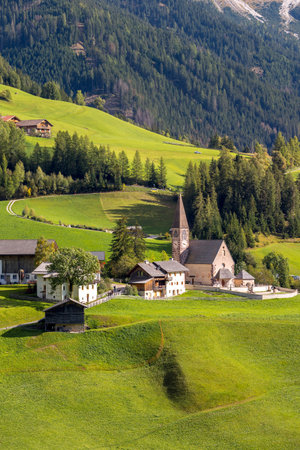 St. Magdalena Santa Maddalena Dolomites, Italyの写真素材