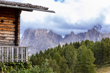 Dolomites Alpe di Siusi, Italy landscape, autumnの写真素材