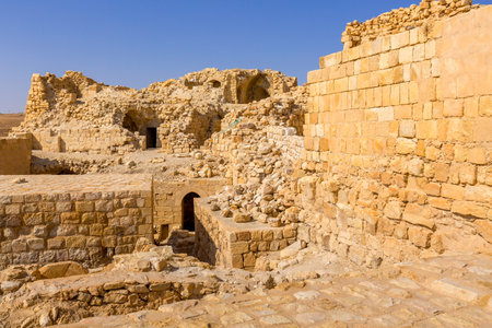 Ruins of crusaders Shobak Castle in Jordanの写真素材