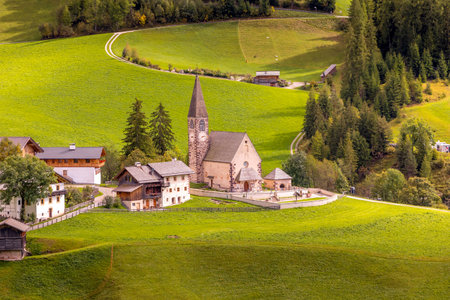Italy Santa Magdalena church, Italian Alpsの写真素材