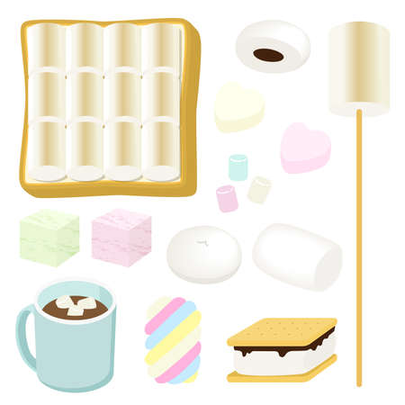 Marshmallow illustration setのイラスト素材