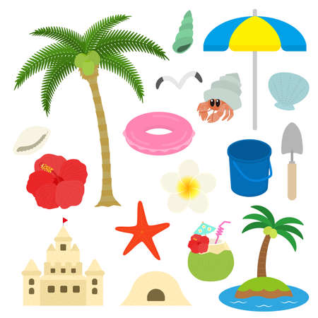 Summer Sea Illustration Setのイラスト素材