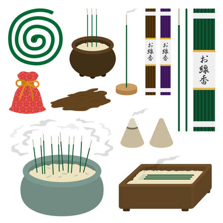Incense illustration setのイラスト素材