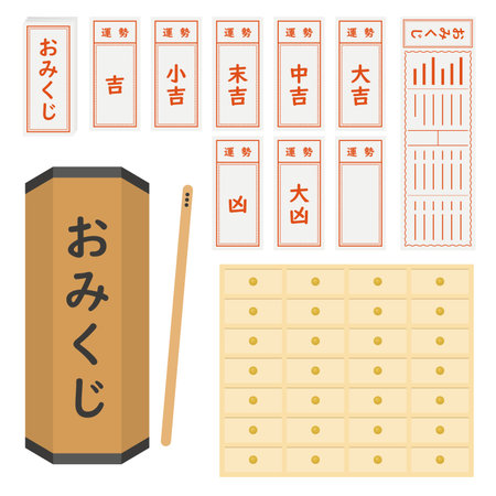 Omikuji illustration setのイラスト素材