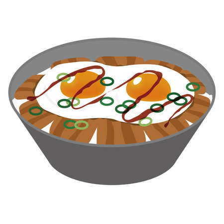 Illustration of grilled pork egg riceのイラスト素材