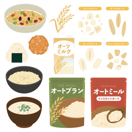 Oatmeal illustration setのイラスト素材