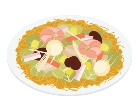 Illustration of dish udon noodlesのイラスト素材