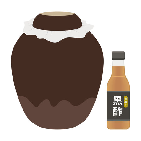 Illustration of a jar with black vinegarのイラスト素材