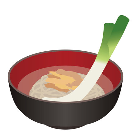 Illustration of green onion sobaのイラスト素材