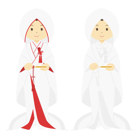 Illustration of a woman wearing solid whiteのイラスト素材