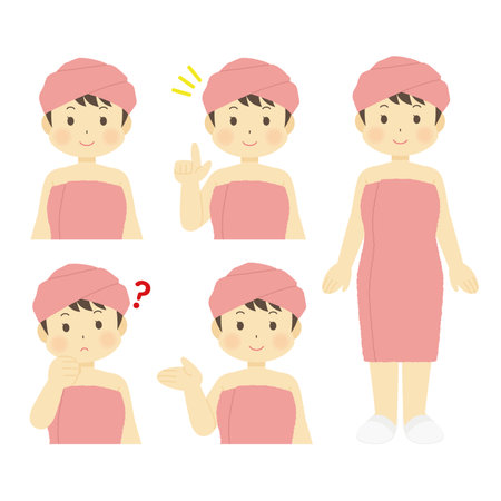 Illustration of a woman taking a bathのイラスト素材