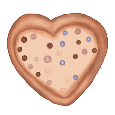 Watercolor white chocolate heart shaped cookie, Watercolor cookie illustration isolated on white background.Cookie illustration,greeting,invitation,poster,decoration.の写真素材