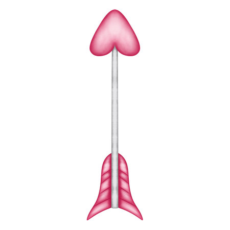 Watercolor pink arrow illustration isolated on white background. Design element for Valentine's Day,Wedding invitations,etc.の写真素材