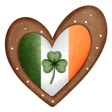 St patricks day cookie heart shaped in irish flag watercolor clipart.の写真素材