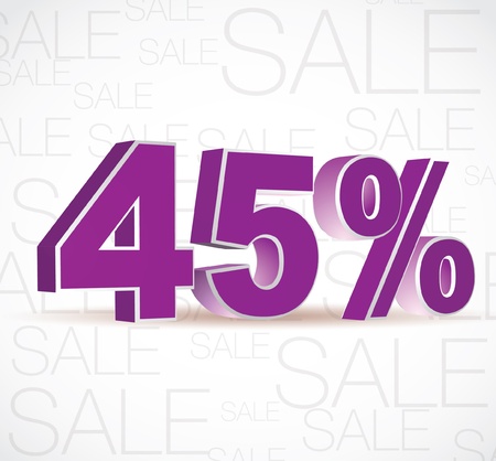 Vector 3D rendering of a 45 percentのイラスト素材