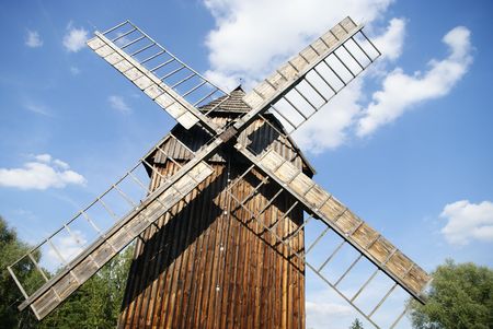  	Old windmill and cloudsの写真素材