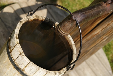 	Wood pail with waterの写真素材