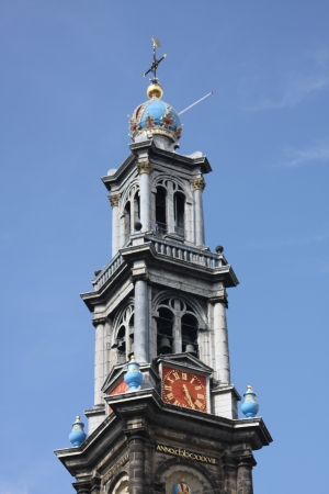 Church tower in amsterdamの写真素材