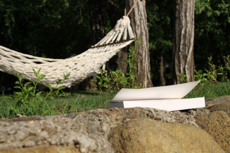 Hammock and bookの写真素材