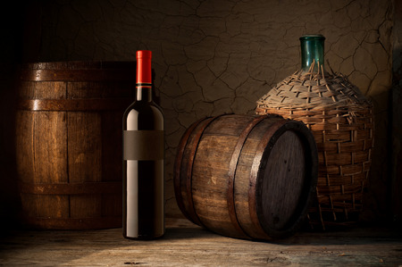 Wine glass on vineyard backgroundの写真素材