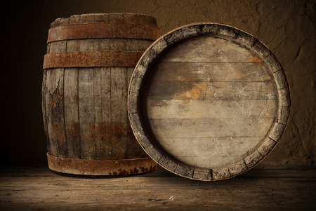 wooden barrelの写真素材