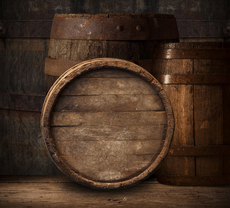 wooden barrelの写真素材