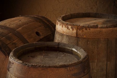 wooden barrelの写真素材