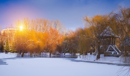 sunset in the winter mountains sky, outdoorの写真素材