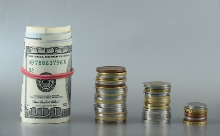 Background of banknotes. Euro banknotes 50 fifty. Money background.の写真素材