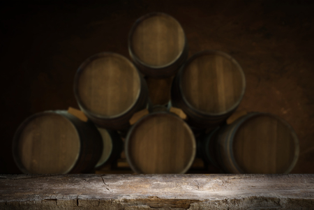 Wooden oak barrel isolated on white backgroundの写真素材