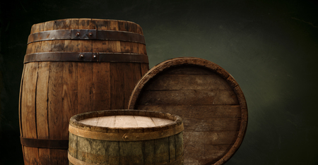 background of barrel and worn old table of wood