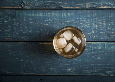 Whiskey with ice. Top view with copy space.の写真素材